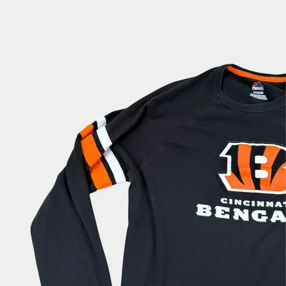 Cincinnati Bengals Majestic Shirt Mens XL Black Long Sleeve NFL Football Raglan - Picture 5 of 9